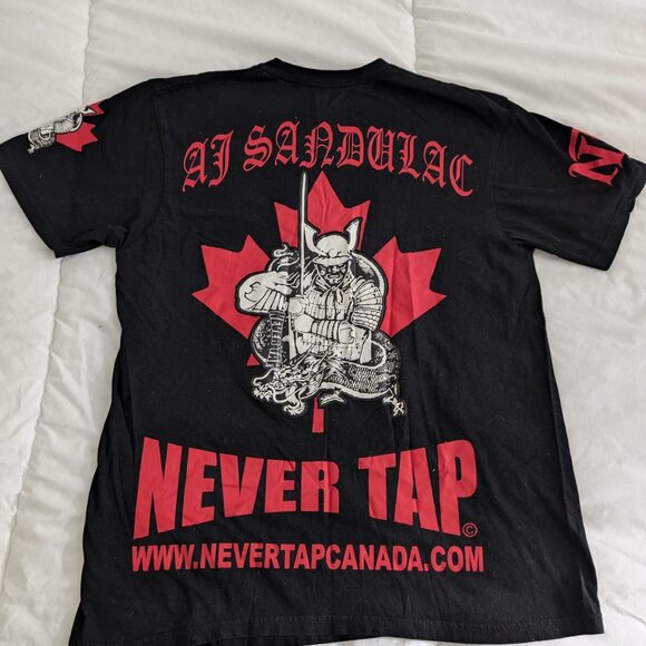 RARE HTF Never Tap Canada Ghost Wear T-Shirt – AJ Sandulac Samurai Graphic L - Picture 1 of 9